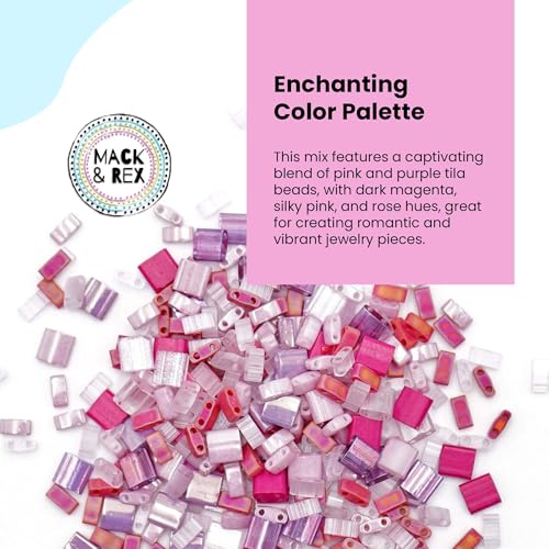 Mack and Rex Tila Bead Mixes (Love Spell) – Includes Pink Like Dark Magenta, Silky Pink, and Rose with Purple Tila Beads – Ideal for Jewelry Making - color: Love Spell, size: 25 Gram Bag