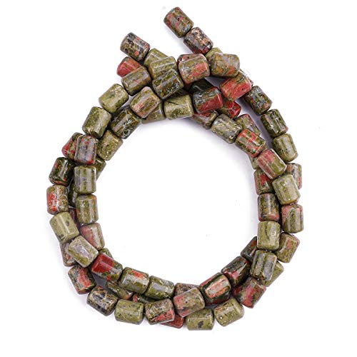 BEADIA Natural Unakite Cylinder Stone Loose Semi Gemstone Beads for Jewelry Making 10mmx14mm 38cm - color: Unakite, size: 10mm x 14mm