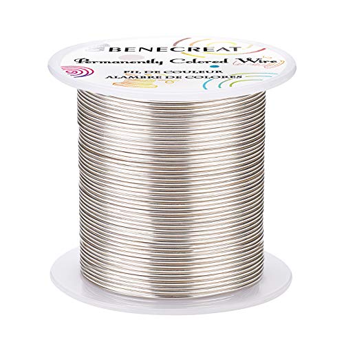 BENECREAT 18 Gauge 32 Yards Tarnish Resistant Silver Wire Jewelry Beading Wire for Beading Wrapping and Other Jewelry Craft Making - color: Silver, size: 18 Gauge