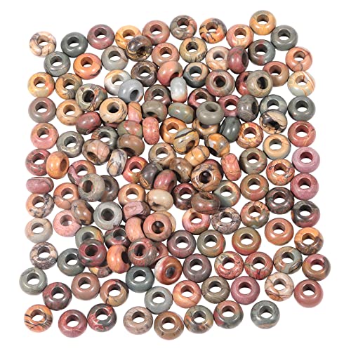 TUMBEELLUWA Natural Gemstone Beads for Jewelry Making, Rondelle Large Hole Loose Beads Pack of 15,Picasso Jasper(8x14 mm) - color: Assorted Color