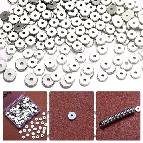 200pcs Silver Plated Brass Flat Disc Spacer Beads for DIY Bracelet, Necklace Jewelry Making (Silver-4mm) - color: Silver-4mm