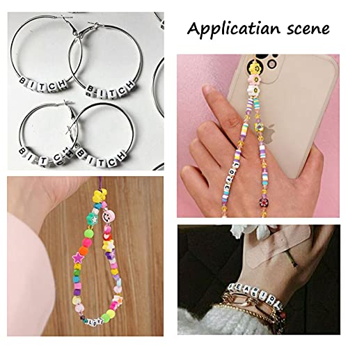 FASHEWELRY 300Pcs Cube White Acrylic Letter Beads 6x6mm Letter N Alphabet Beads for DIY Bracelet Necklace Jewelry Making - color: Letter N, size: 6x6x6mm