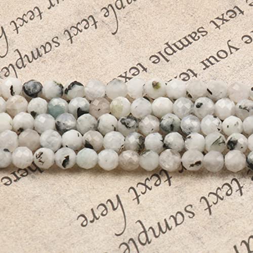Song Xi 180pcs 2mm Natural Blackpoint Moonstone Gemstone Beads Faceted Round Loose Stone Beads for Jewelry Making - color: Blackpoint Moonstone, size: 1.9-2.4mm