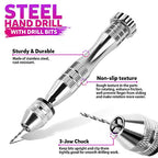 LEOBRO Hand Drill, 222 PCS Pin Vise Hand Drill with Drill Bits(0.8 mm-3 mm), Needle Nose Pliers, Keychain Making Kit, Jewelry Making Supplies, Hand Drill Tools for Jewelry Keychains Making