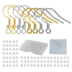 S925 Sterling Silver Earring Hooks - 8Pcs/4 Pairs Hypoallergenic 18K Gold Plated Ear Wires Fish Hooks for Jewelry Making, Jewelry Findings Parts with Rubber Earring Backs Stopper for DIY Jewelry - color: Regular Silver and Gold