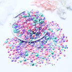 60g Mix Pearls and Half Pearls for Crafts, Tumblers, Shoes, Face Nail Art, 2mm-10mm Mix Pearl Rhinestones for Bedazzling, Pink|Purple|Aquamarine - color: Mermaid Tears Blend | Mix Pink | Purple | Aquamarine