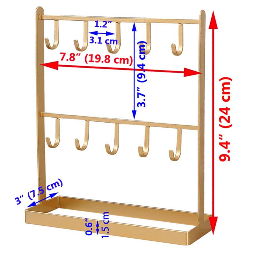 LXZ 1 PC Tabletop Hook Rack – Jewelry Stand Holder – Golden Hangers for Necklaces Keys Brace laces Ear Rings - color: Gold