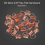 SPEEDWOX 20 Pcs 0.8" Rose Gold Key Fob Hardware Set, 8 Inches Glass Breaking Pliers with Rubber Tips, for Wristlet Keychain Key Lanyard Making - size: 0.8" Rose Gold