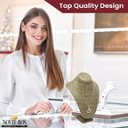 Novel Box Burlap Stand Jewelry Necklace Display 5.5x3x7.5 Inches - Freestanding Travel Necklace Holder Stand - Necklace Mannequin Organizer Stands - Necklace Displays Small - color: Burlap, size: Small
