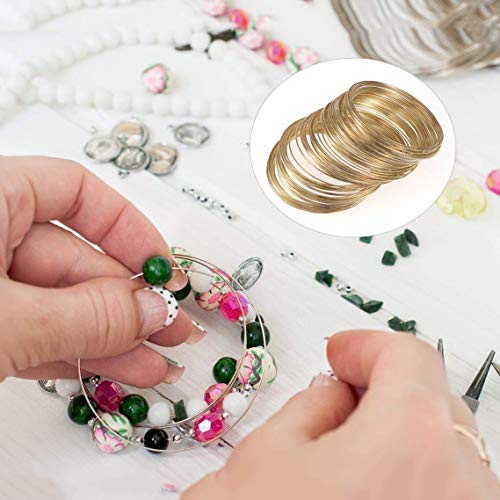 300Pcs Jewelry Beading Wire for Jewelry Making,KC Gold Jewelry Craft Wire Memory Wire Cuff for Jewelry Making DIY Bracelet Necklace Craft Supplies(0.6 mm Thickness,6 cm in Diameter) - color: KC Gold