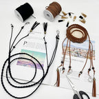 LUSTEMBER Leather String, 2 Rolls Faux Leather Cord, Flat Suede Leather Lace for Necklaces, Bracelets, Jewelry Making, Tassels, Dream Catchers and Art Crafts - size: Black+Brown