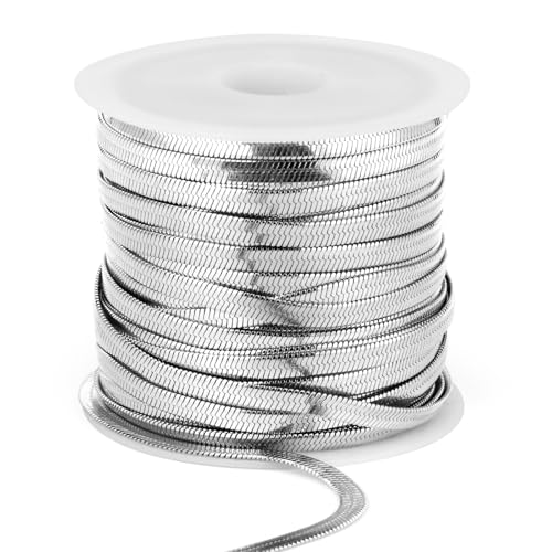 33 Feet Stainless Steel Snake Chains Roll, 3mm 304 Stainless Steel Flat Snake Chain Bulk Spool for Jewelry Making DIY Craft - color: 3.0mm Stainless Steel Flat Snake Chains