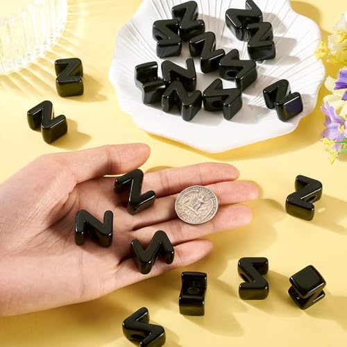 Craftora 30Pcs 20mm Black Large Letter Beads, Acrylic Big Alphabet Beads, Chunky Initial Letter Z Bead with Large Hole for Friendship Bracelets Keychain Bag Charms Shoelaces - color: Letter Z