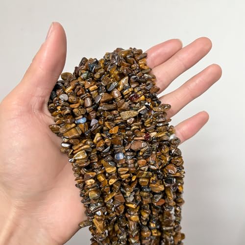 Natural Chip Stone Beads About 200pcs Tiger Eye Stones 5-8mm Irregular Gemstone Healing Crystal Loose Rocks for Bracelet Necklace Earrings Jewelry Making(Tiger's-Eye) - color: tiger's-eye
