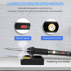 Soldering Iron Kit, 60W 110V Soldering Irons, Adjustable Temperature Soldering Welding Tool Kit with Extra 5pcs Tips, Stand, Sponge, Solder Wire - color: 9-in-1