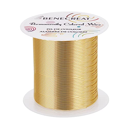 BENECREAT 24 Gauge 87 Yards Jewelry Beading Wire Light Gold Tarnish Resistant Copper Wire for Beading Wrapping and Other Jewelry Craft Making - color: Light Gold, size: 24 Gauge