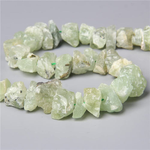 10-13mm Natural Irregular Freeform Raw Prehnite Stone Nugget Beads Reiki Crystal Healing Minerals Quartz Bead DIY Jewelry Making - color: Prehnite