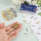 SUNNYCLUE 1 Box 80Pcs 4 Styles French Fish Hook Earring Findings Stainless Steel Ear Wire Hooks Metal 18K Gold Plated Silver Wide Earrings Hook Wires with Vertical Loop for Jewelry Making DIY Crafts - style: Teardrop 1