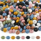 Sunrony 200Pcs Silicone Lentil Beads for Keychain Making,Bulk Mixed Color 12mm Silicone Abacus Spacer Beads for Necklace Bracelet Making Pens (Deep Lentil) - color: B-Deep Lentil