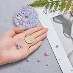 Ipotkitt 665Pcs/box Round Rainbow ABS Plastic Imitation Pearl Beads Gradient Mermaid Pearl Beads for DIY Jewelry Making Accessories - 3x2.5mm - color: 665pcs - Sky Blue Round