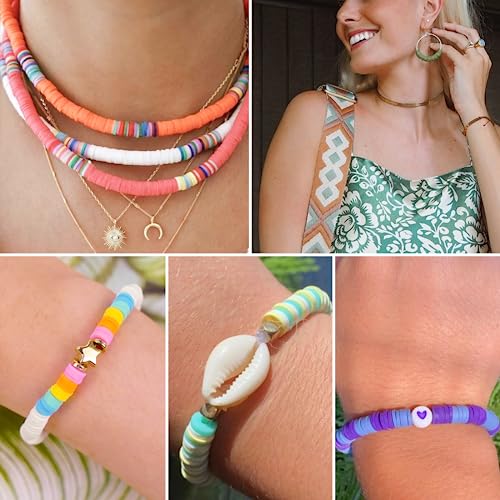 Gionlion 6000 Clay Beads Bracelet Making Kit, 24 Colors Flat Preppy Beads for Friendship Bracelets, Polymer Clay Bead with Charms for Jewelry Making, Crafts Gifts for Girls Ages 6-12 - style: Classic