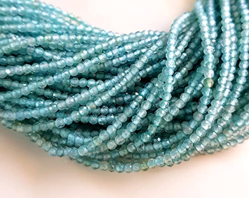 3 Strand Apatite Gemstone Faceted Beads | Natural/Genuine Gemstone Micro Faceted Beads Jewelry Making 12 Inch Size - 1.5 to 2 MM [MSKU 18]