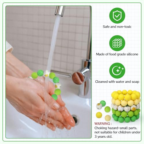 100 Pcs 15mm Silicone Beads for Keychain Making, Pink Gream Silicone Beads Bulk Round for Bracelets Pens Crafts Jewelry Making (Green Yellow) - color: Green Yellow
