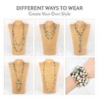 Bead Strand Versatile 60" Long Wrap Necklace - Handmade Knotted Multi Layer Sparkly Crystal, Semi Precious Natural Stone, Lava, Glass Faux Pearl - color: Natural Stone Bead - Dark Fuchsia