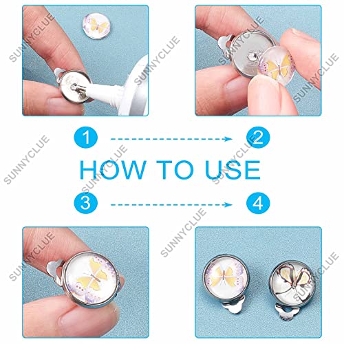 SUNNYCLUE 1 Box 50Pcs Clip on Earrings Findings Earring Cabochon Settings Stainless Steel Earring Converters Round Flat Back Tray Earring Clips for Non Pierced Ears Women Jewelry Making DIY Crafts - color: 50pcs Stainless Steel Earring Clips