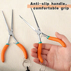 2 PCS Extra Long Bent & Straight Needle Nose Pliers Set for Jewelry Making & Fishing Hook Removal with Serrated Jaw & Lanyard - style: Extra Long Nose & Bent Nose