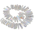 SUNYIK Angel Aura Titanium Coated Crystal Points Quartz Sticks Spikes Point Beads 15 inch Strand Drilled - color: Angel Aura Quartz, size: 0.5"-1.6"