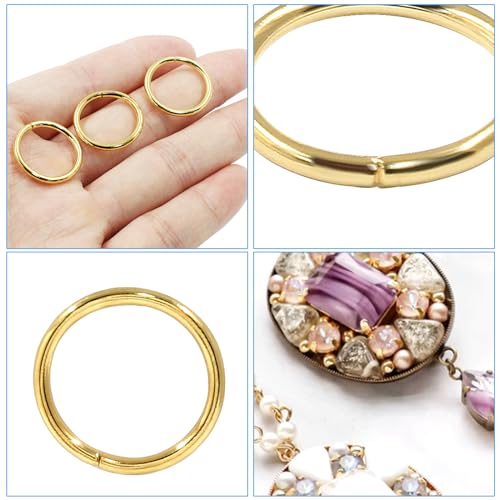 Litoexpe 20mm Open Jump Rings 150 Pcs with a Box, 2mm Thickness Rings Connectors for Necklace Bracelet Jewelry Making (Gold) - color: Gold