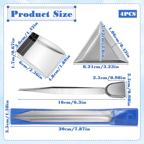 4PCS Bead Scoop, Craft Jewelry Bead Diamond Scoop Set, Stainless Steel Tweezer with Scoops and Beads Sorting Trays for Gemstones, Pearls, Rhinestones Pick up and Organizing Tools