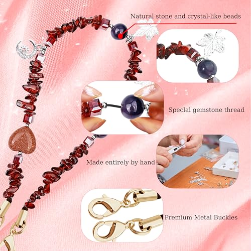 Marble Beaded Phone Wrist Strap,Detachable Phone Bracelet Strap with Tether Tab,Hands-Free Wristlet Strap (wine red) - color: Wine Red