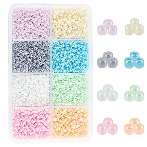 PH Pandahall 8000pcs Pastel Seed Beads, 12/0 2mm Ceylon Friendship Waist Beads 8 Colors Mini Spacer Beads Small Pony Beads for Friendship Bracelet Making Summer Seaside Beading Weaving - color: Ceylon, size: 2mm