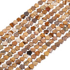 Songxi 60pcs 6mm Picture Plum Blossom Natural Stone Beads for Jewelry Making, Smooth Loose Flower Shape Gemstone Beads for Bracelets Necklace Earrings Making Supplies ﻿ - color: Picture Stone