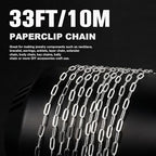 [33 Ft] Stainless Steel Paperclip Chains Roll, 3mm Width Silver Plated Stainless Steel Oval Link Chains Spool Bulk for Jewelry Making - color: silver color(3mm)