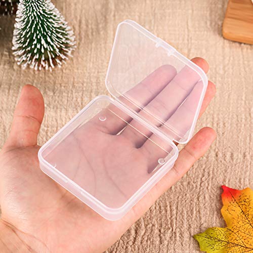 SATINIOR 12 Pack Clear Plastic Beads Storage Containers Box with Hinged Lid for Beads and More (2.75 x 2.75 x 0.67 Inch) - size: 2.75 x 2.75 x 0.67 Inch