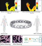 Magnetic Hematite Bracelets for Men Women 316L Stainless Steel Power Balance Energy Magnets Stones Bracelet Jewelry Gift with Adjustment Tool - color: Silver