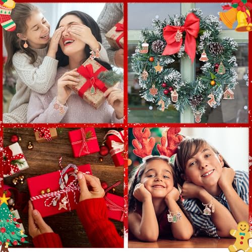 MARFOREVER 40 Pcs/20 Pairs Christmas Charms for Jewelry Making, Gingerbread Man Christmas Enamel Charm Holiday Xmas Bangle Pendants for Bracelet Necklace Earrings Making Accessories - style: Gingerbread Men