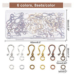 CHGCRAFT 48sets 6 Styles Tibetan Style Alloy S Hook Clasps for Bracelet Necklace Jewelry Making Mixed Color, 1.5x0.63x0.3inch