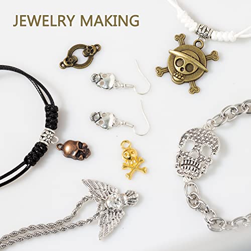 stino 100 G Mixed Style Metal Charms for Jewelry Making, Bulk Silver & Gold Plated, for Bracelet, Necklace, Earrings DIY Crafts - style: Skull