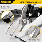HURRICANE 3 pc Aviation Tin Snips Set, 10 inch Metal Cutter Shears for Cutting Sheet Metal, Cr-V Blades, Straight Left and Right Aviation Snips, with Ergonomical TyreGrip Handle and Safety Latch - size: 3 Piece Regular Set: Straight, Left, Right