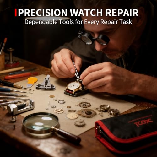 XOOL 151 PCS Professional Watch Repair Tool Kit, Includes Watch Battery Change Kit, Watch Case Opener, Link Remover, Spring Bar Tools, Screwdrivers, and Portable Carrying Case with Instruction Manual - color: 151pcs RED
