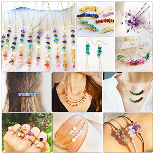 500 pcs Natural Chip Stone Beads, Amethyst 5-8 mm Irregular Gemstones Healing Crystal Loose Rocks Bead Hole Drilled for Jewelry Making Bracelet - color: Amethyst