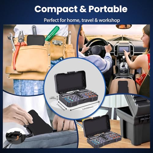 Ratcheting Screwdriver Set, 24-in-1 Multi-Bit Driver with 6.2° Fine Tooth Ratcheting Gear, S2 Steel Bits, Extended Lever Handle, Magnetic Tips, Compact Tool Kit for Home Repair & DIY - size: 24 PCS