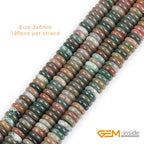 GEM-Inside 2x6mm Natural Green India Agate Stone Semi-Gemstone Heishi Disc Rondelle Spacer Beads for Jewelry Making Full 15" Strand Energy Stone Healing Power Crystal - color: Green India Agate