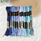 12 Skeins 105 Yards Blue Embroidery Thread Variegated Cross Stitch Floss Bulk 6 Ply Polyester Yarn Colorful Friendship Bracelet String for Sewing Making Needlecraft Knitting Stitching DIY - color: Dark Blue