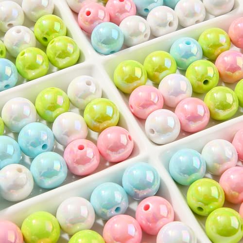 16mm Acrylic Beads 100pcs Chunk Bubblegum Bead Beads for Pens for Necklace Jewelry Bracelets DIY Crafts Making (greenpink) - color: greenpink