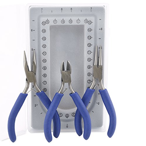 Beadalon 202K-050 Travel Tool Kit, Chain Nose Pliers, Round Nose Pliers, Cutter & Mini Bead Board, with Plastic Case Tools